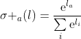 {{\sigma }_{a}}(l)=\frac{{{\text{e}}^{{{l}_{a}}}}}{\sum\limits_{i}{{{\text{e}}^{{{l}_{i}}}}}}