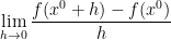 \lim_{h \to 0}\frac{f(x^{0}+h)-f(x^{0})}{h}