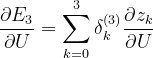 \frac{\partial E_{3}}{\partial U}=\sum_{k=0}^{3}\delta _{k}^{(3)}\frac{\partial z_{k}}{\partial U}