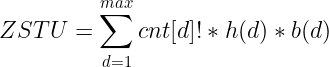 \large ZSTU=\sum_{d=1}^{max}cnt[d]!*h(d)*b(d)