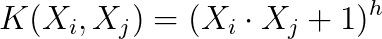 K(X_{i},X_{j}) = (X_{i}\cdot X_{j} + 1)^{h}