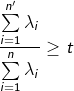 \frac{\sum\limits_{i=1}^{n'}\lambda_i}{\sum\limits_{i=1}^{n}\lambda_i} \geq t