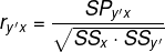 r_{y'x}=\frac{SP_{y'x}}{\sqrt{SS_{x}\cdot SS_{{y}'}}}