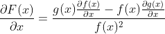\frac{\partial F(x)}{\partial x} =\frac{g(x)\frac{\partial f(x)}{\partial x}-f(x)\frac{\partial g(x)}{\partial x}}{f(x)^{2}}