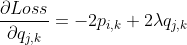 \frac{\partial Loss }{\partial q_{j,k}}=-2p_{i,k}+2\lambda q_{j,k}