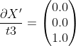 \frac{\partial X'}{t3}=\begin{pmatrix} 0.0\\ 0.0\\ 1.0 \end{pmatrix}