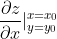 \frac{\partial z}{\partial x}|_{y=y_{0}}^{x=x_{0}}