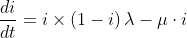 \frac{di}{dt}=i\times\left ( 1-i \right )\lambda-\mu \cdot i