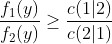 \frac{f_{1}(y)}{f_{2}(y)} \geq \frac{c(1|2)}{c(2|1)}