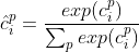 \hat{c}_{i}^{p}=\frac{exp(c_{i}^{p})}{\sum_{p}exp(c_{i}^{p})}