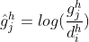 \hat{g}_{j}^{h}=log(\frac{g_{j}^{h}}{d_{i}^{h}})