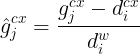 \large \hat{g}_{j}^{cx} = \frac{g_{j}^{cx} - d_{i}^{cx}}{d_{i}^{w}}