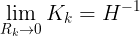 \large \lim_{R_{k}\rightarrow 0}K_{k}=H^{-1}