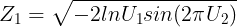 \large Z_1 = \sqrt{-2lnU_1sin(2\pi U_2)}