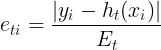 \large e_{ti}= \frac{|y_i - h_t(x_i)|}{E_t}