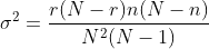 \sigma^2=\frac{r(N-r)n(N-n)}{N^2(N-1)}