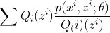 \sum Q_{i}(z^{i}) \frac{ p(x^{i},z^{i};\theta ) }{Q_(i)(z^{i})}