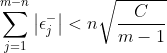 \sum _{j=1}^{m-n}\left|{\epsilon _{j}^-}\right|<n\sqrt\frac{C}{m-1}
