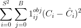 \sum_{i=0}^{S^2} \sum_{j=0}^{B}1_{ij}^{obj}(C_i - \hat{C_i})^{2}