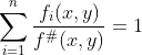 \sum_{i=1}^{n} \frac{f_i(x,y)}{f^{\#}(x,y)} = 1