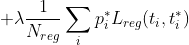 +\lambda \frac{1}{N_{reg}}\sum_{i}p_i^*L_{reg}(t_i,t_i^*)