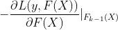 - \frac{\partial L(y,F(X))}{\partial F(X)}|_{F_{k-1}(X)}
