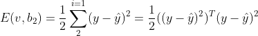 E(v,b_{2})=\frac{1}{2}\sum_{2}^{i=1}(y-\hat{y})^{2}=\frac{1}{2}((y-\hat{y})^{2})^T(y-\hat{y})^{2}