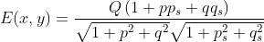 E(x, y)=\frac{Q\left(1+p p_{s}+q q_{s}\right)}{\sqrt{1+p^{2}+q^{2}} \sqrt{1+p_{s}^{2}+q_{s}^{2}}}
