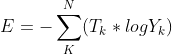 E=-\sum_{K}^{N}(T_{k} * logY_{k})