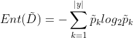 Ent(\tilde{D}) = - \sum_{k=1}^{|y|} \tilde{p}_{k}log_{2}\tilde{p}_{k}