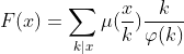 F(x)=\sum_{k|x}\mu(\frac{x}{k})\frac{k}{\varphi(k)}