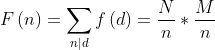 F\left ( n \right )=\sum _{n|d}f\left ( d \right )=\frac{N}{n}*\frac{M}{n}