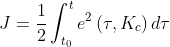 J=\frac{1}{2}\int_{t_{0}}^{t}e^{2}\left ( \tau ,K_{c} \right )d\tau