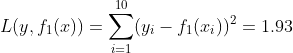 L(y,f_1(x))=\sum_{i=1}^{10}(y_i-f_1(x_i))^2=1.93