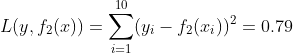 L(y,f_2(x))=\sum_{i=1}^{10}(y_i-f_2(x_i))^2=0.79