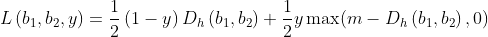 L\left ( b_{1},b_{2},y \right )=\frac{1}{2}\left ( 1-y \right )D_{h}\left ( b_{1},b_{2} \right )+\frac{1}{2}y\max (m-D_{h}\left ( b_{1},b_{2} \right ),0)