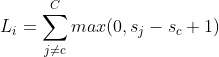L_{i}=\sum_{j\neq c}^{C}max(0,s_{j} -s_{c}+1)