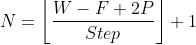 N=\left \lfloor \frac{W-F+2P}{Step} \right \rfloor+1