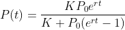 P(t) = \frac{KP_0e^{rt}}{K+P_0(e^{rt} - 1)}