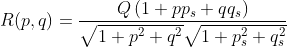 R(p, q)=\frac{Q\left(1+p p_{s}+q q_{s}\right)}{\sqrt{1+p^{2}+q^{2}} \sqrt{1+p_{s}^{2}+q_{s}^{2}}}