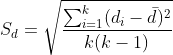 S_{d}=sqrt{ frac{ sum_{i=1}^{k}(d_{i}-ar{d})^{2} }{k(k-1)} }