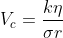 Critical velocity formula