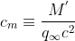 c_{m} equiv frac{M^{'}}{q_{infty}c^{2}}