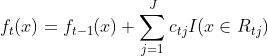 f_{t}(x) = f_{t-1}(x) + \sum\limits_{j=1}^{J}c_{tj}I(x \in R_{tj})