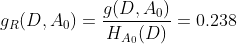 g_{R}(D,A_{0}) = \frac{g(D,A_{0})}{H_{A_{0}}(D)} = 0.238