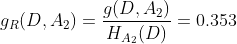 g_{R}(D,A_{2}) = \frac{g(D,A_{2})}{H_{A_{2}}(D)} = 0.353