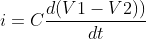 i=C\frac{d(V1-V2))}{dt}