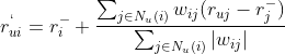 r_{ui}^` = r_{i}^-+\frac{\sum _{j\in N_u(i)}w_{ij}(r_{uj}-r_j^-)}{\sum_{j\in N_u(i)}|w_{ij}| }