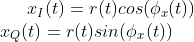 x_{I}(t)=r(t)cos(\phi _{x}(t))\\ x_{Q}(t)=r(t)sin(\phi _{x}(t))